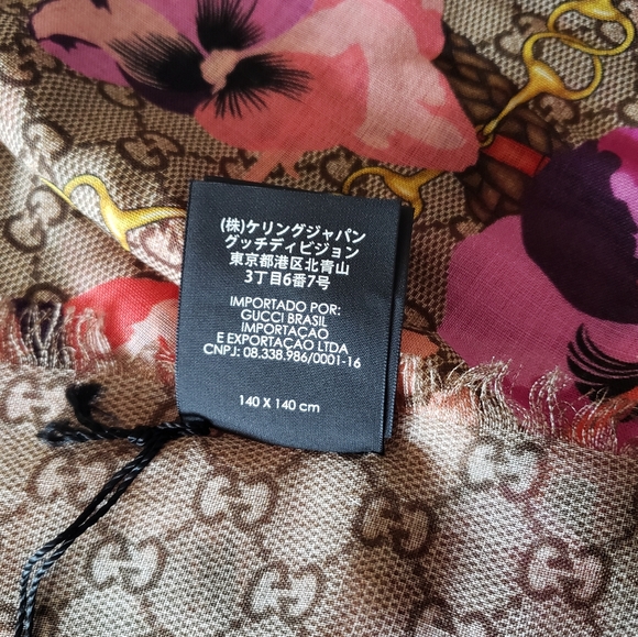 Gucci Panshie GG Monogram Pink Flower Shawl/Scarf - Picture 5 of 8